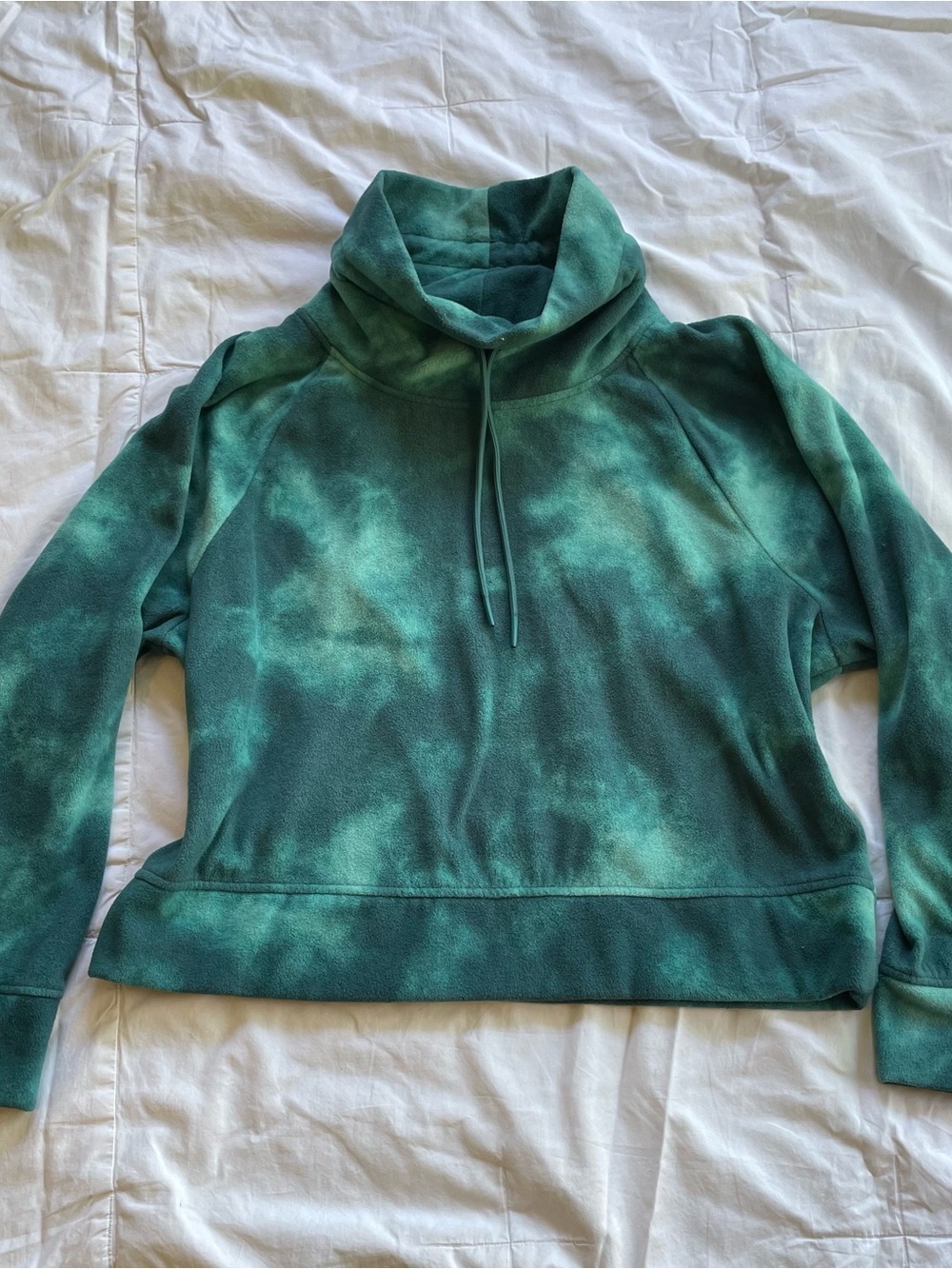 Old Navy Tie-Dye Teal Funnel Neck Fleece Sweater Size XL - Picture 3 of 4